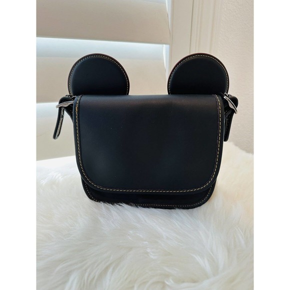 NWT COACH DISNEY MICKEY MOUSE PATRICIA LEATHER HANDBAG W/EARS F59369 BLACK $395